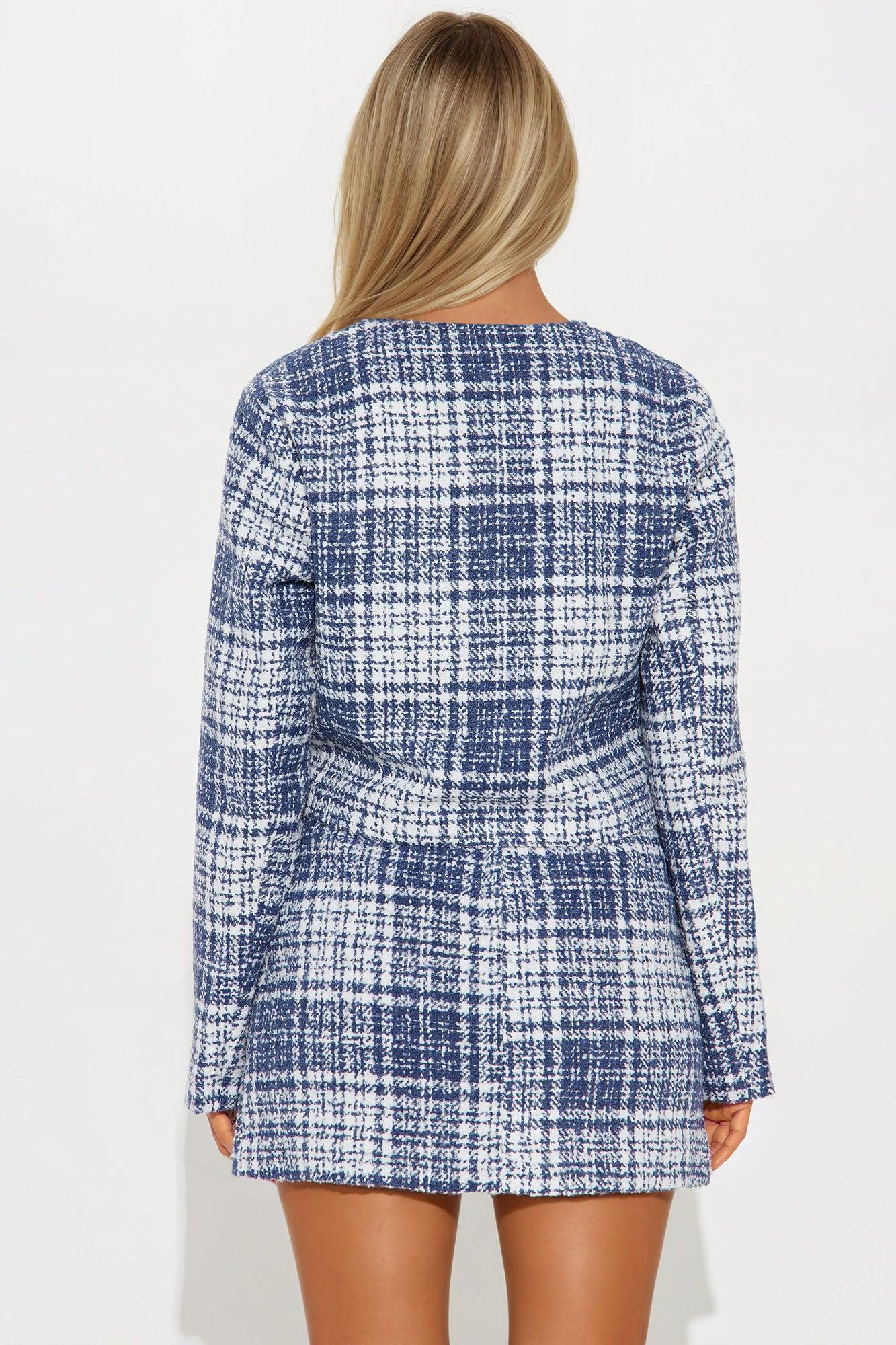 Kate Tweed Mini Skirt Set - Blue/combo Product Image