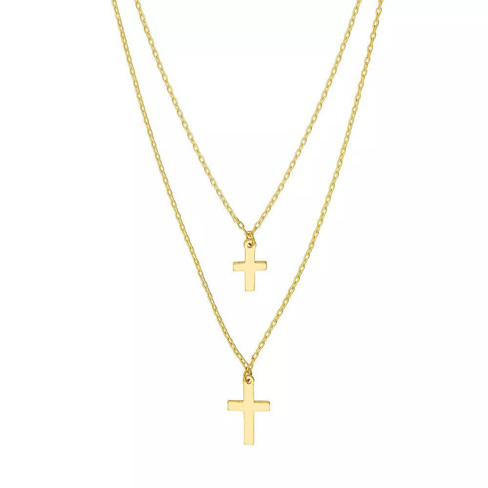 14k Gold Double Strand Cross Necklace, Women's, Size: 18" Product Image