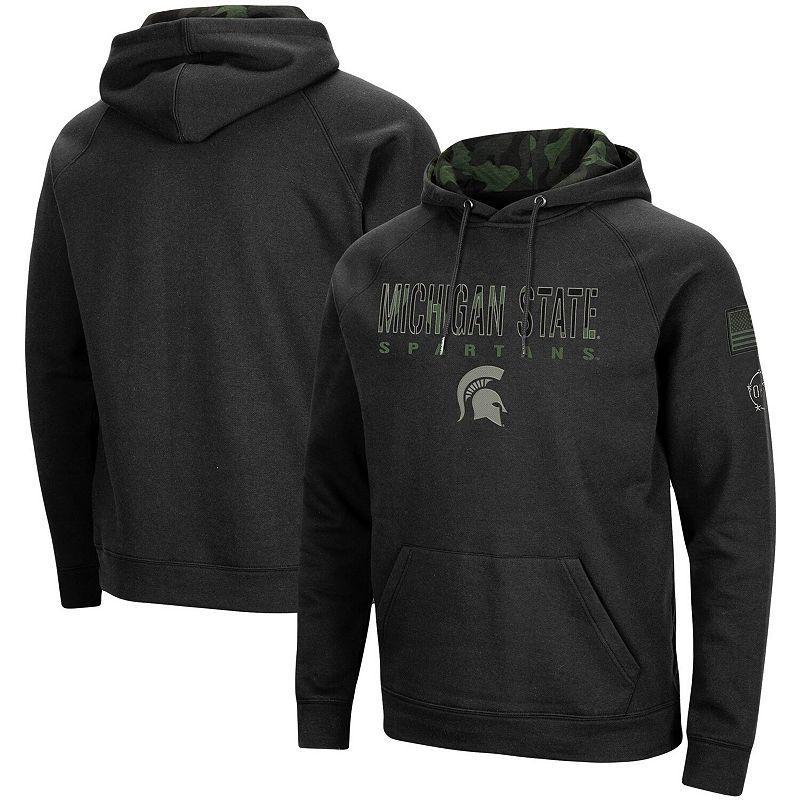 Men's Colosseum Black Michigan State Spartans OHT Military Appreciation Camo Pullover Hoodie, Size: XL Product Image