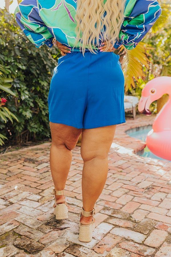Ready To Remix High Waist Shorts In Royal Blue Curves Product Image