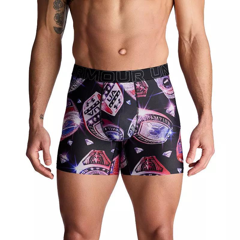 Men's Under Armour 6-Inch Performance Tech Mesh Graphic Boxer Brief, Size: XS, Assorted Product Image