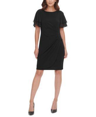 Jessica Howard Womens Flutter-Sleeve Draped Dress Product Image