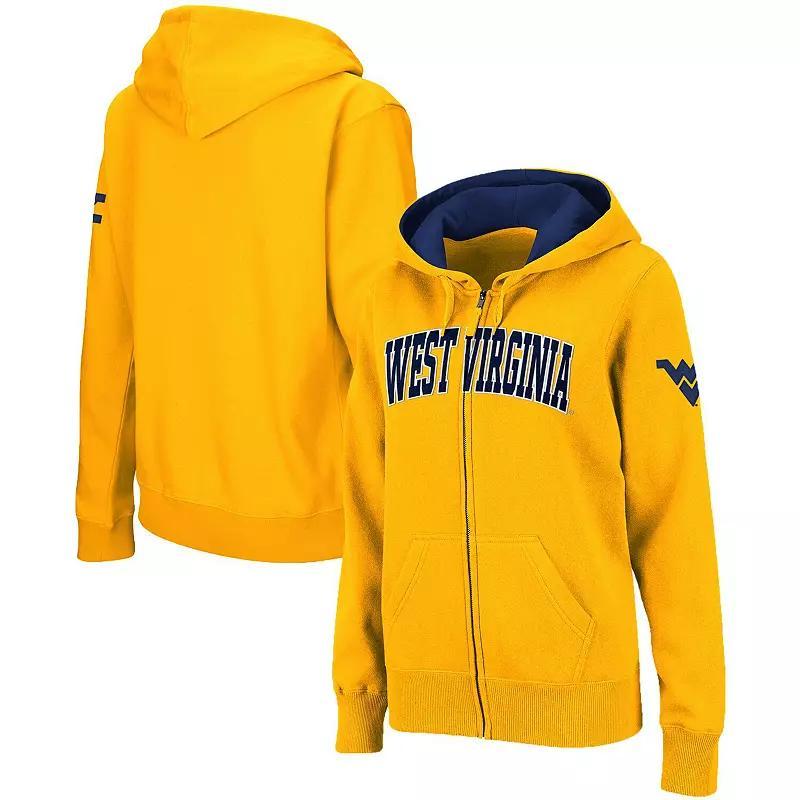 Women's Stadium Athletic Gold West Virginia Mountaineers Arched Name Full-Zip Hoodie, Size: Medium Product Image