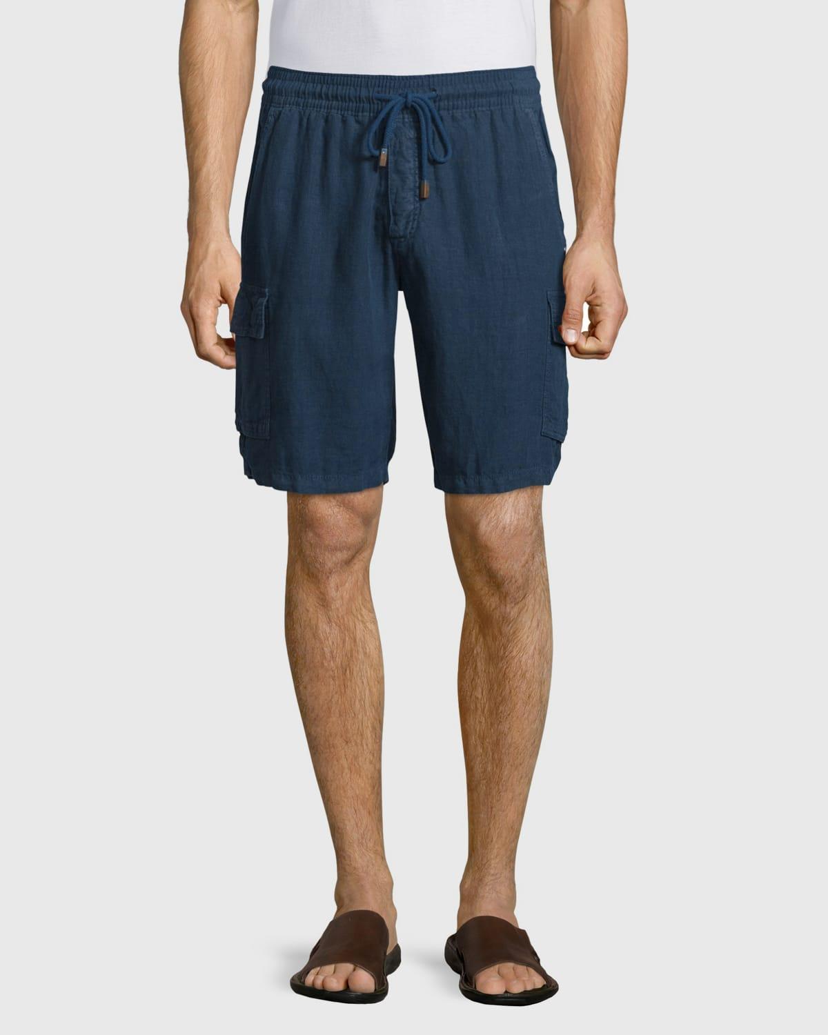 Vilebrequin Men's Linen Bermuda Cargo Pockets Shorts in Blanc at Nordstrom, Size Small Product Image