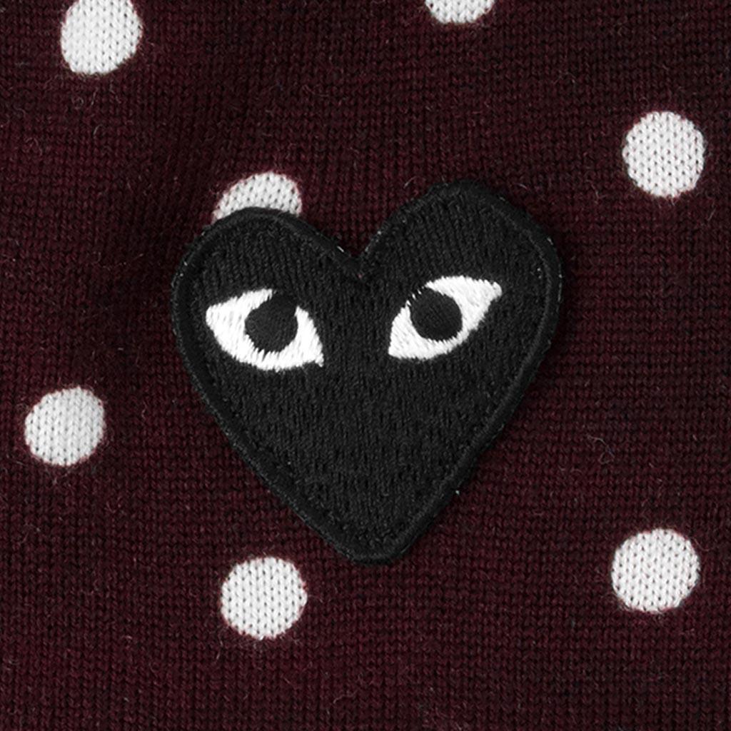 Polka Dot Cardigan Black Heart - Burgundy Male Product Image