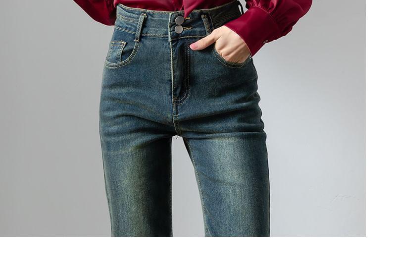 Long-Sleeve Tie-Neck Plain Button-Up Blouse Product Image