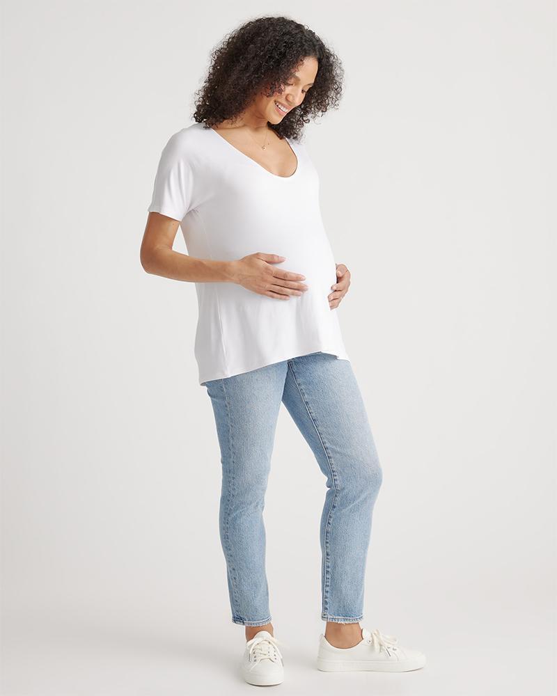 Quince | Women's Bamboo Jersey Maternity V-Neck T-Shirt Product Image