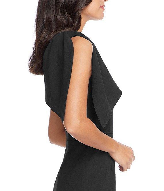 Dress the Population Tiffany One Shoulder Bow Detail Sleeveless Back Slit Midi Sheath Dress Product Image