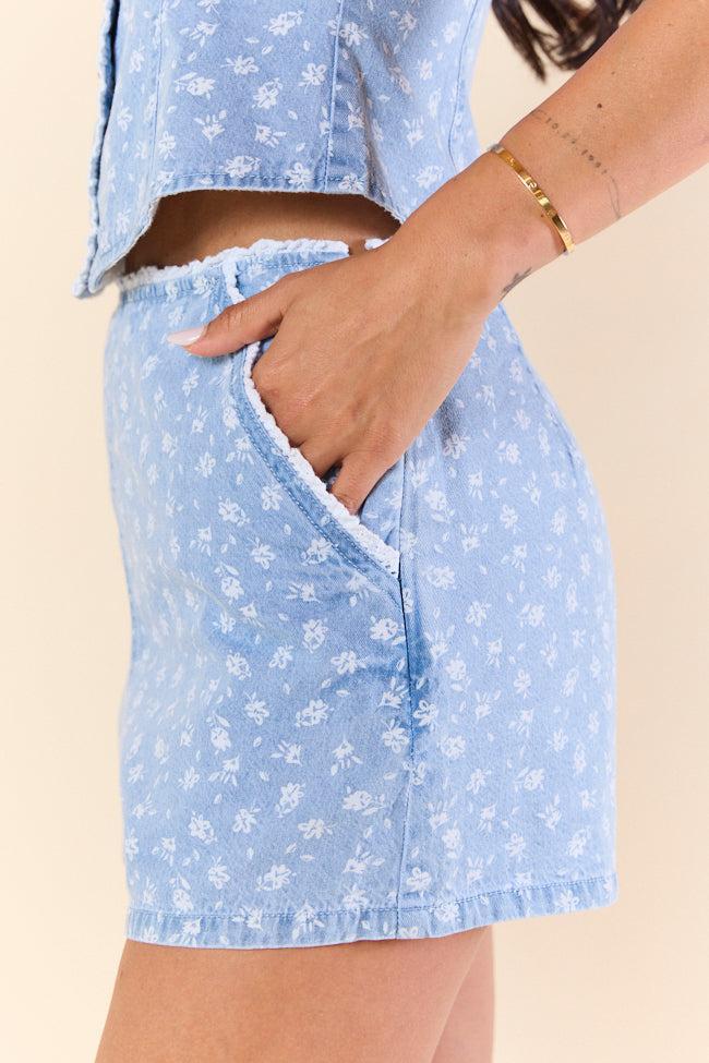 Make It Your Own Denim Floral Shorts Product Image