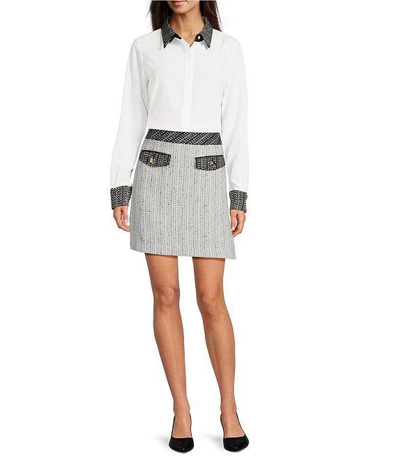 KARL LAGERFELD PARIS Tweed A-Line Mini Skirt Product Image