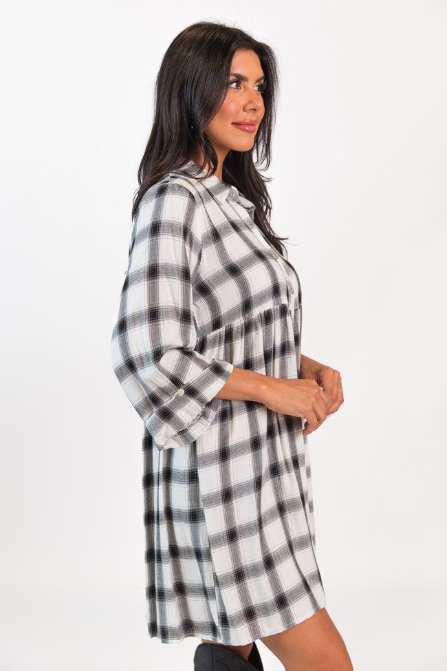 Let's Find Out Black And White Plaid Button Down Dress FINAL SALE Product Image