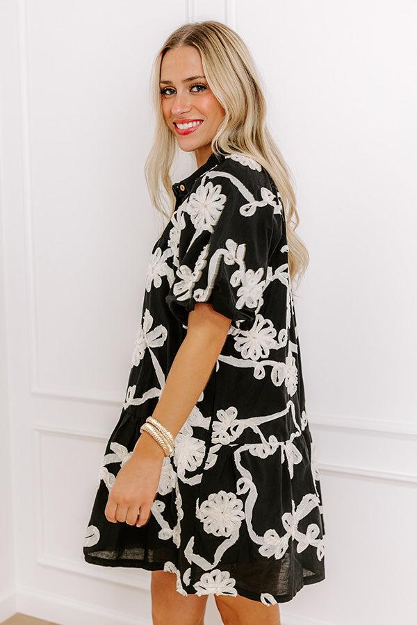 Floral Statement Embroidered Mini Dress in Black Product Image