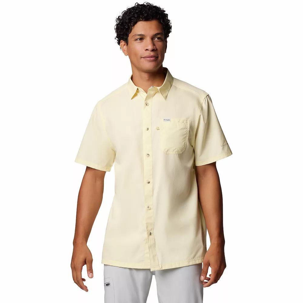 Men's Columbia PFG UPF 50 Slack Tide Omni-Wick Button-Down Camp Shirt, Size: Medium, Yellow Wash Product Image