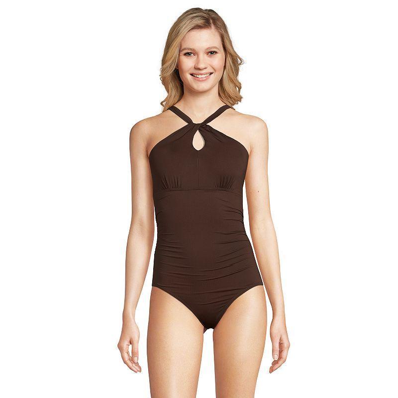Women's Lands' End Chlorine Resistant Multi Way One-Piece Swimsuit, Size: Large, Black Product Image