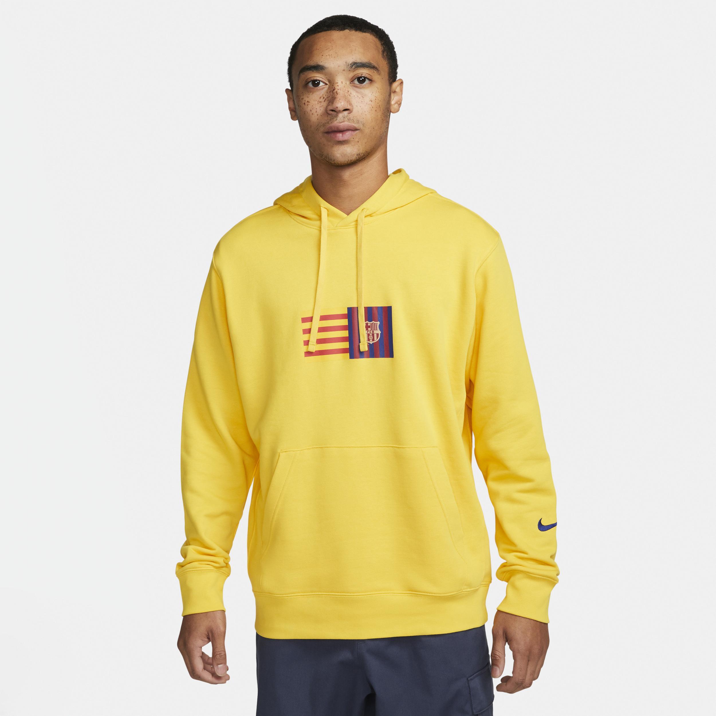 Mens Nike Yellow Barcelona Club Logo Pullover Hoodie Product Image