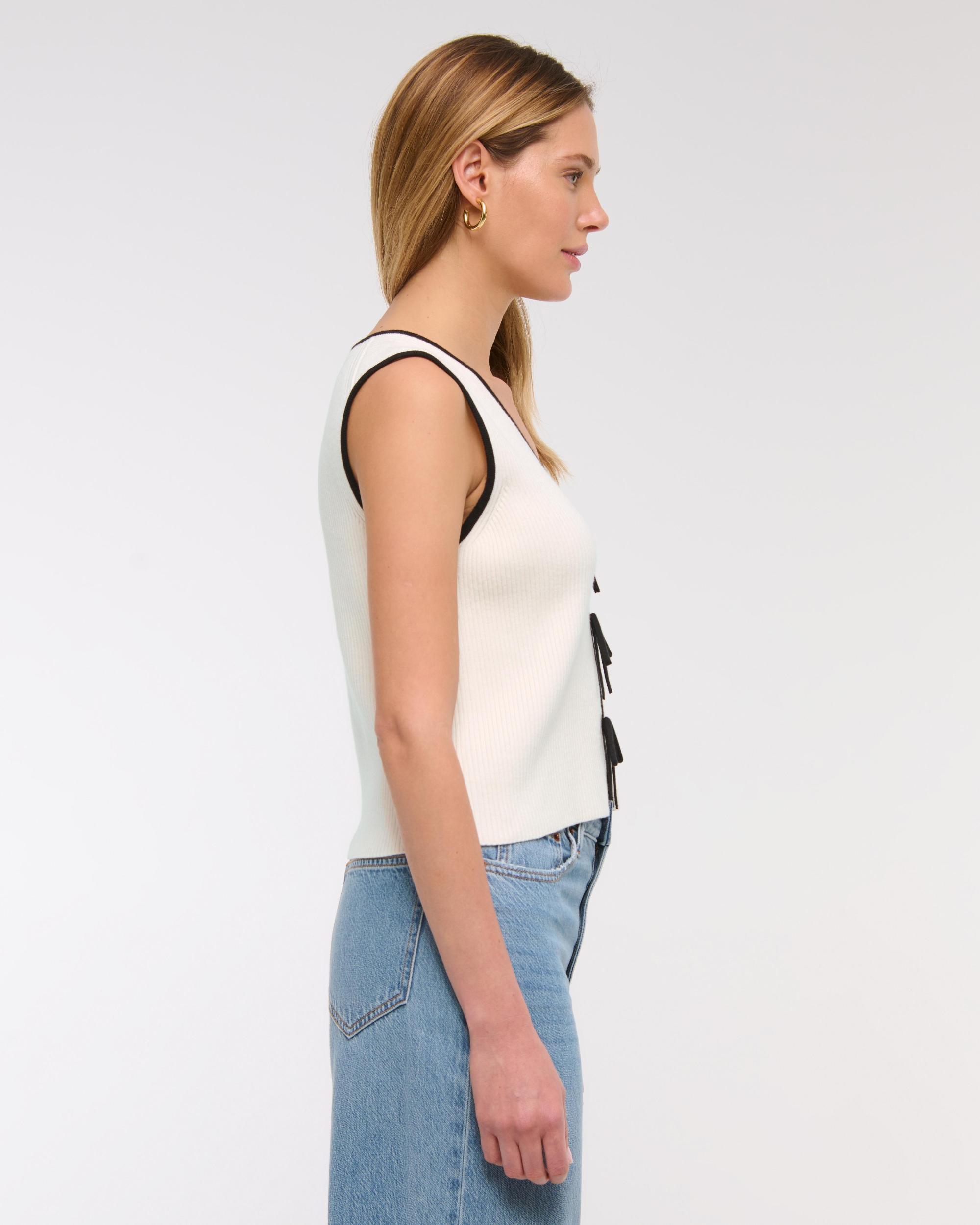 Tie-Front V-Neck Sweater Vest Product Image
