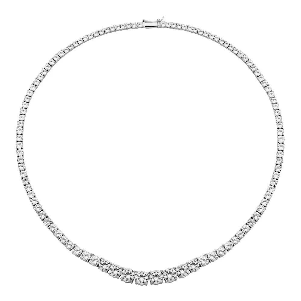 Rhodium-Plated Sterling Silver Lab-Created White Sapphire Necklace, Women's, Size: 18" Product Image
