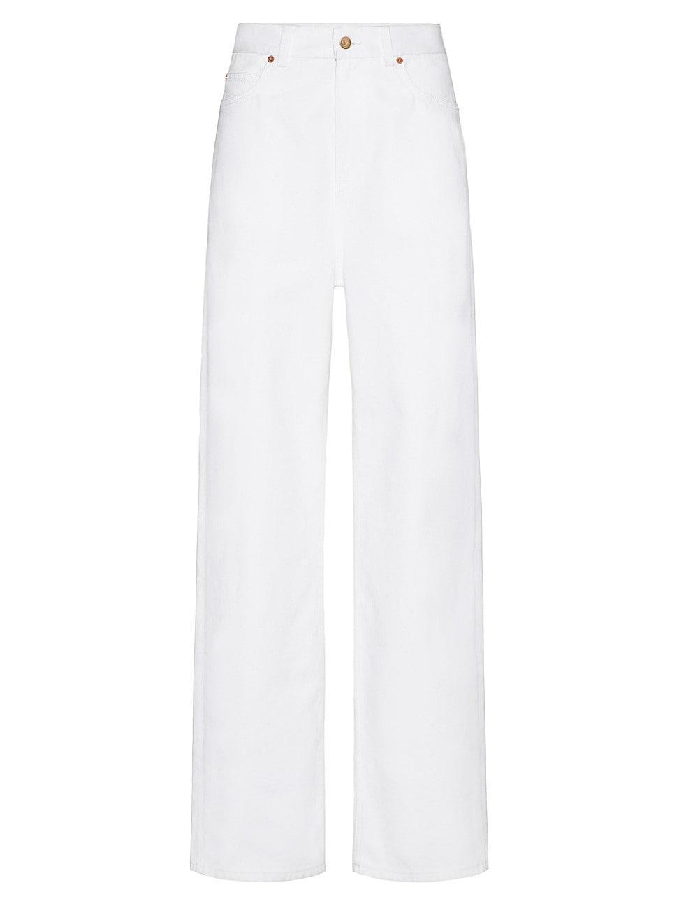 Wide Leg Denim Pants with V Hardware Product Image