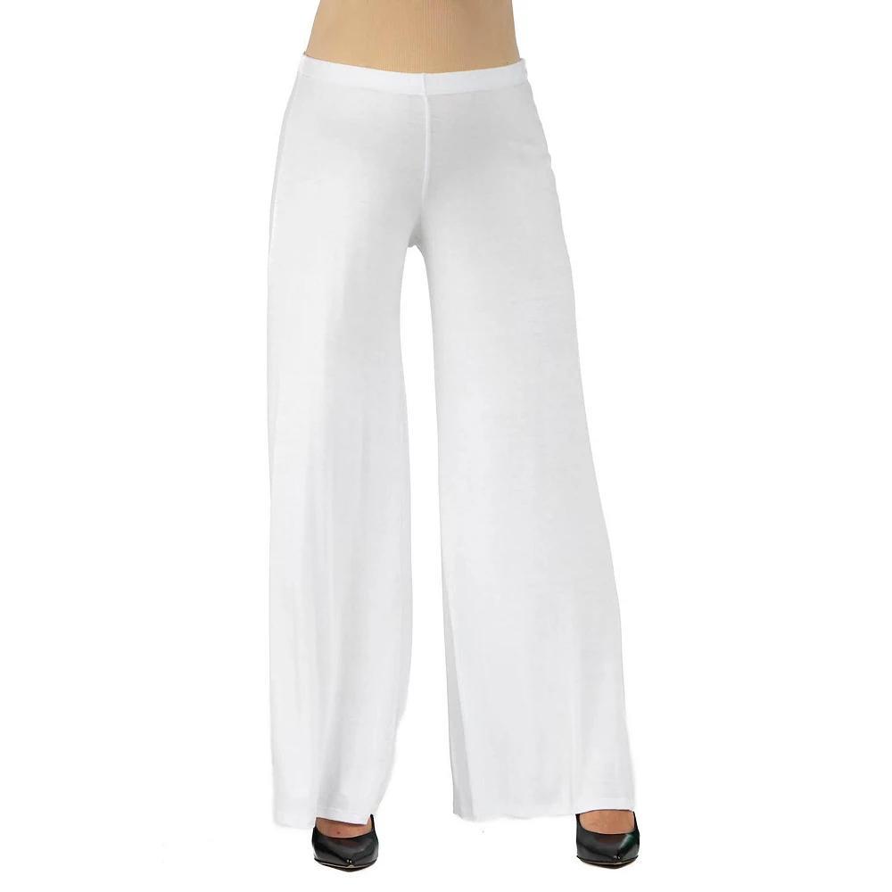 Maternity 24Seven Comfort Apparel Palazzo Pants, Women's, Size: XL-Mat, White Product Image