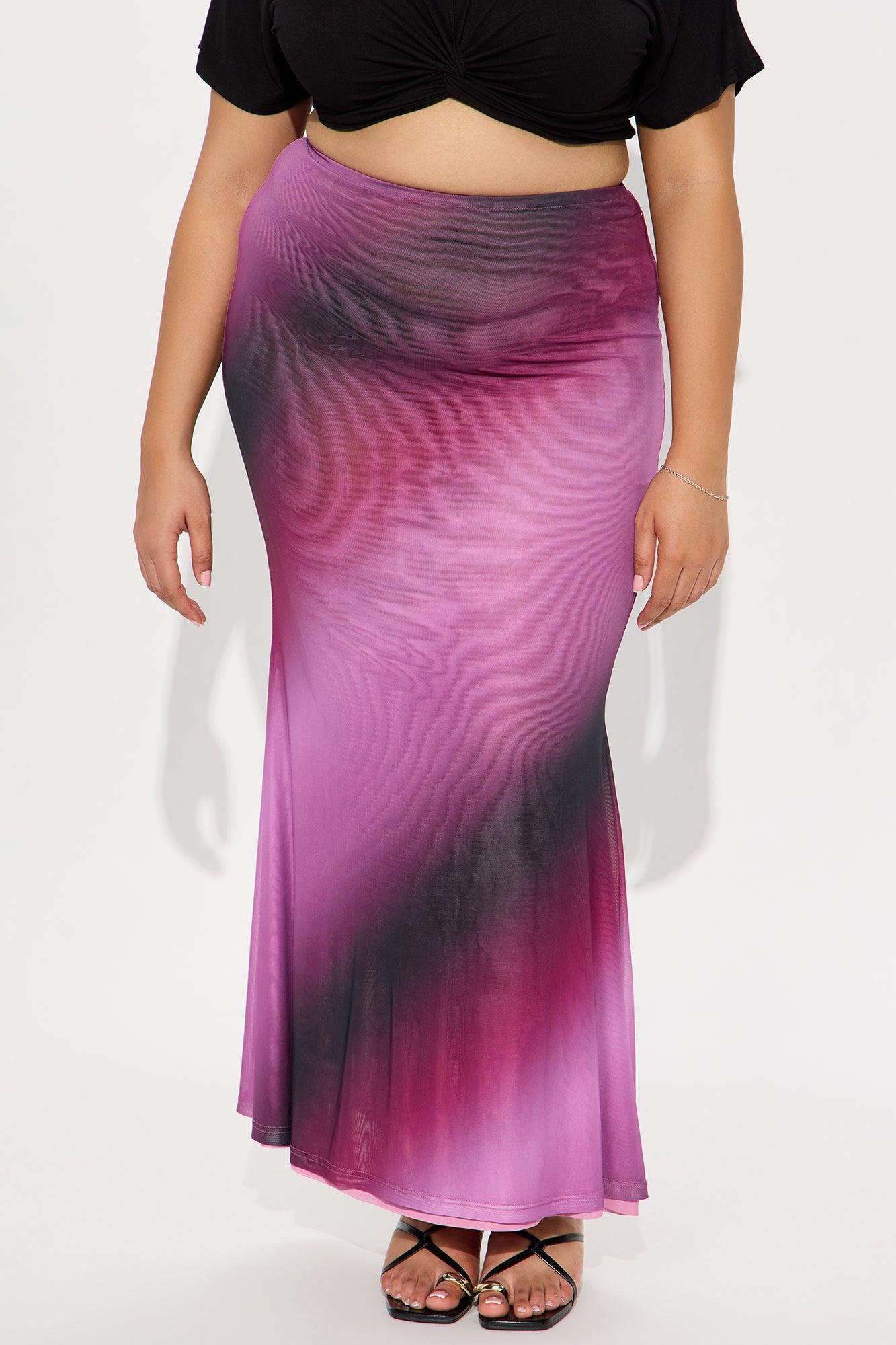 In A Haze Ombre Mesh Maxi Skirt - Purple Product Image