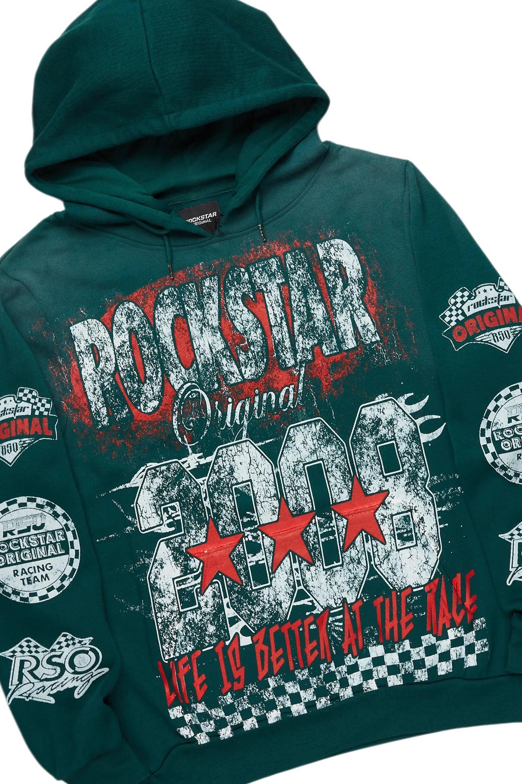 Racing Grung Dark Green Hoodie/Baggy Track Pant Set Male Product Image