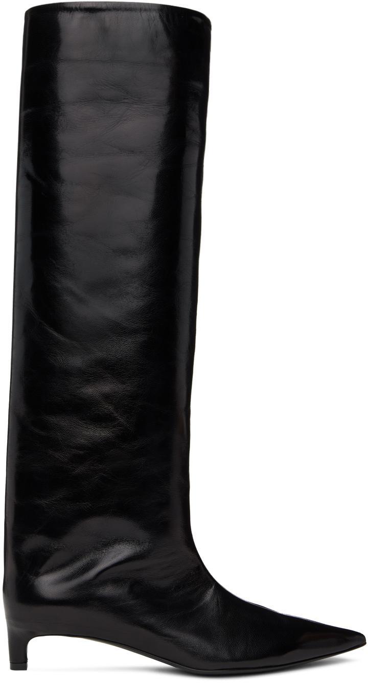 JIL SANDER Calfskin Kitten-heel Knee Boots In Black Product Image