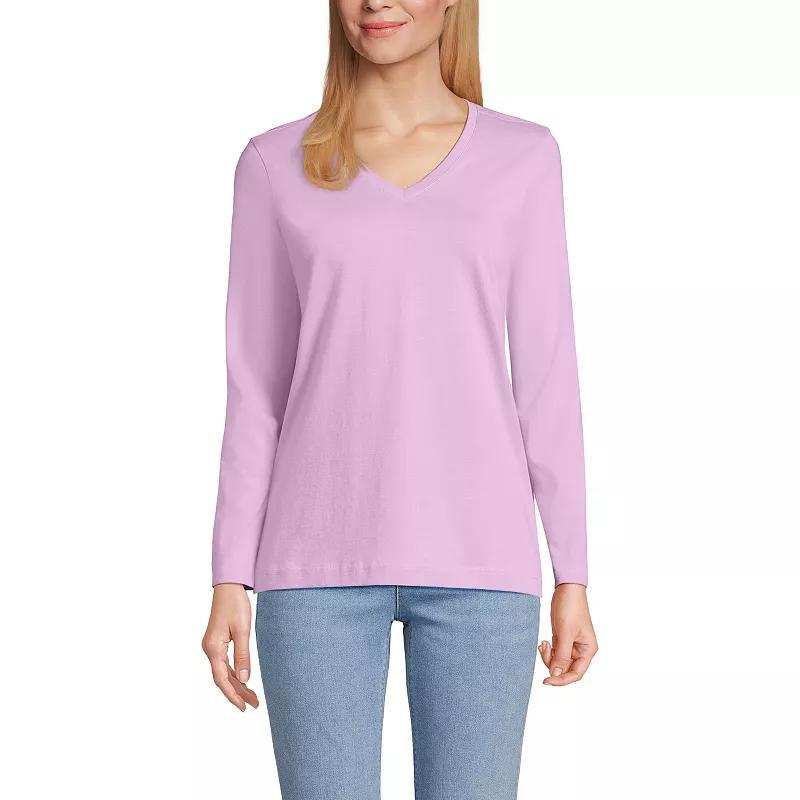 Petite Lands End Supima Cotton Relaxed V-Neck Tee, Womens Product Image