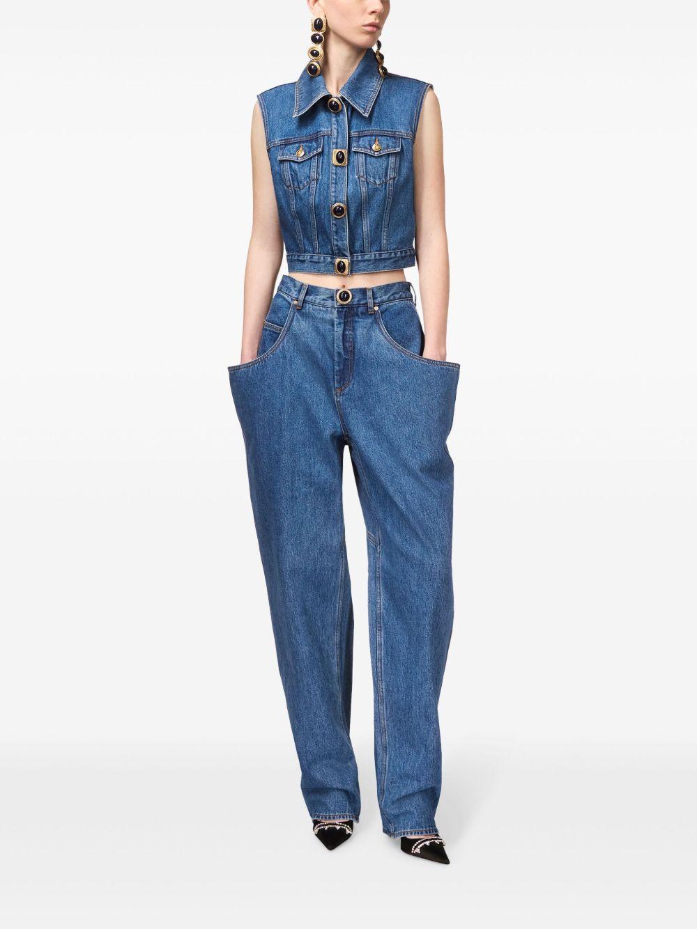 gemstone-embellished denim gilet Product Image