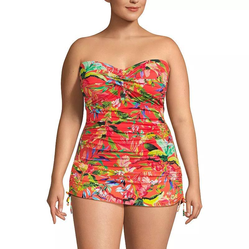 Plus Size Lands' End Chlorine Resistant Bandeau Tankini Swimsuit Top, Women's, Size: 26 W, Black Product Image