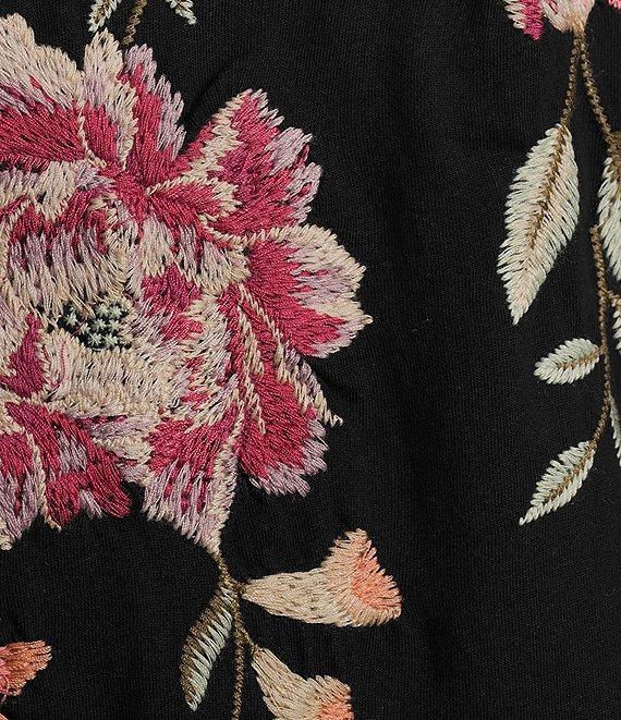 JOHNNY WAS Vienna Floral Embroidery Motif Long Kimono Sleeve Tee Product Image