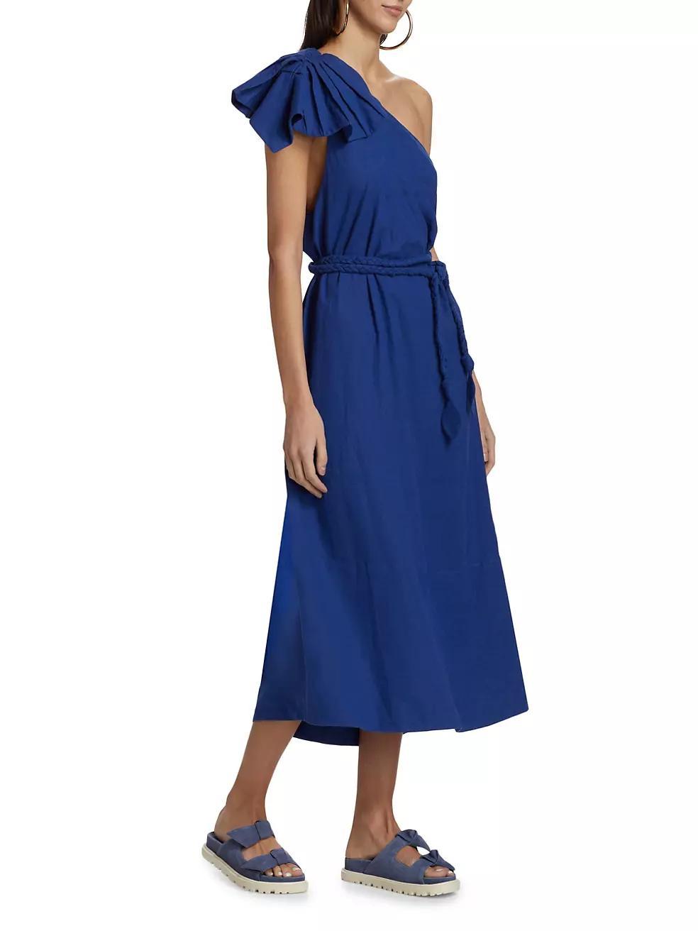 Leaf One-Shoulder Midi Dress Product Image