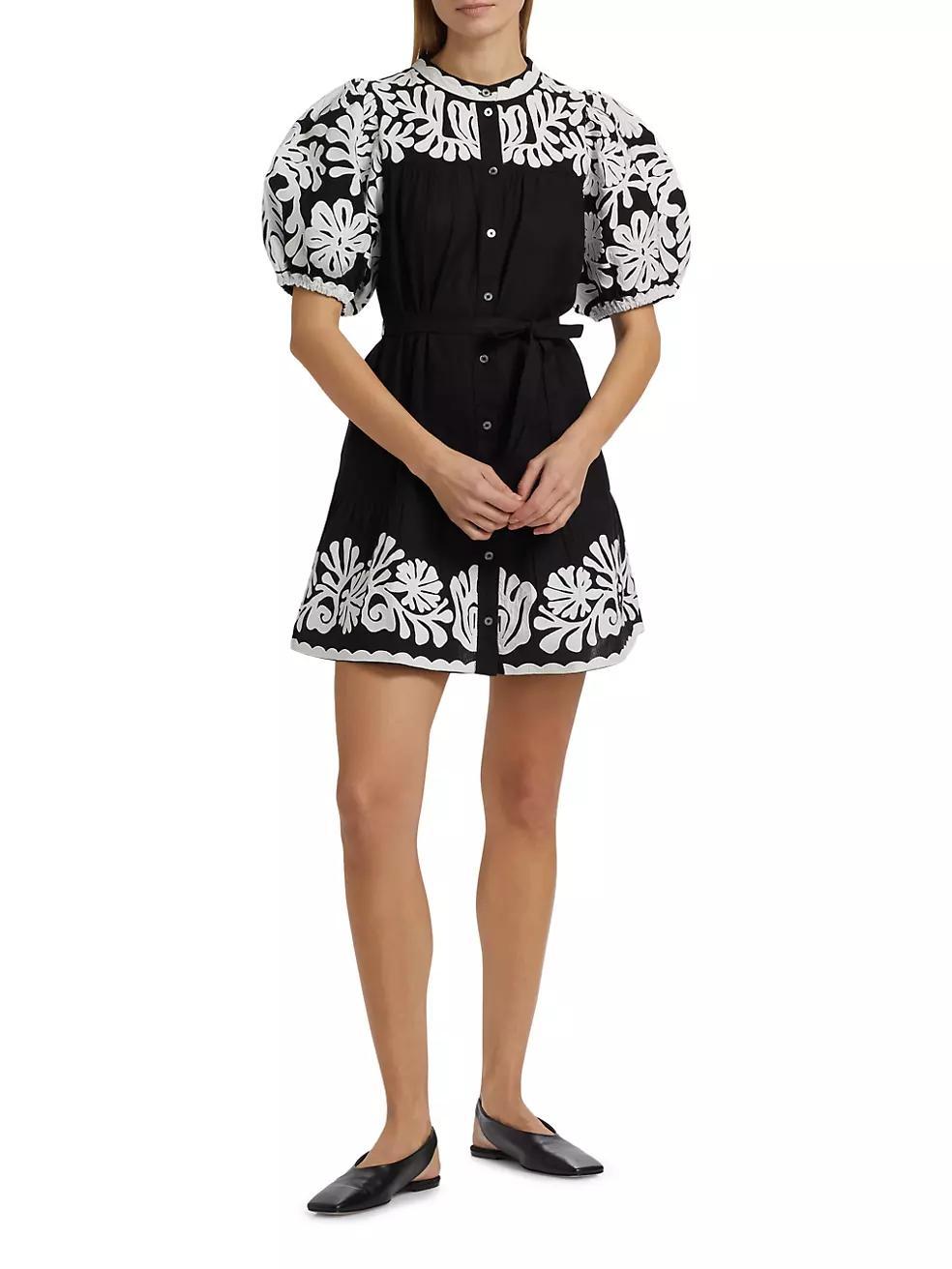 Agathe Appliqué Puff-Sleeve Minidress Product Image