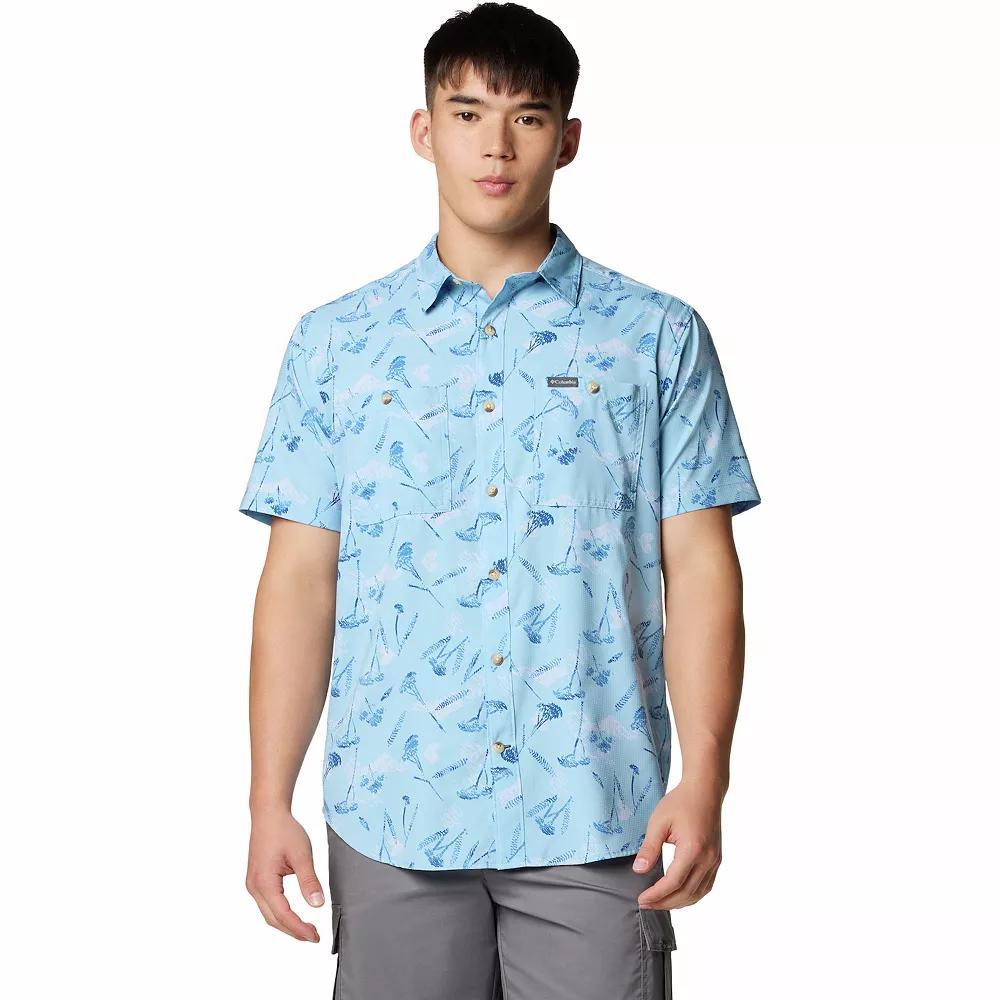 Big & Tall Columbia Utilizer Print Short Sleeve Woven Button-Down Shirt, Men's, Size: 3XL Tall, River Blue Sundot Product Image