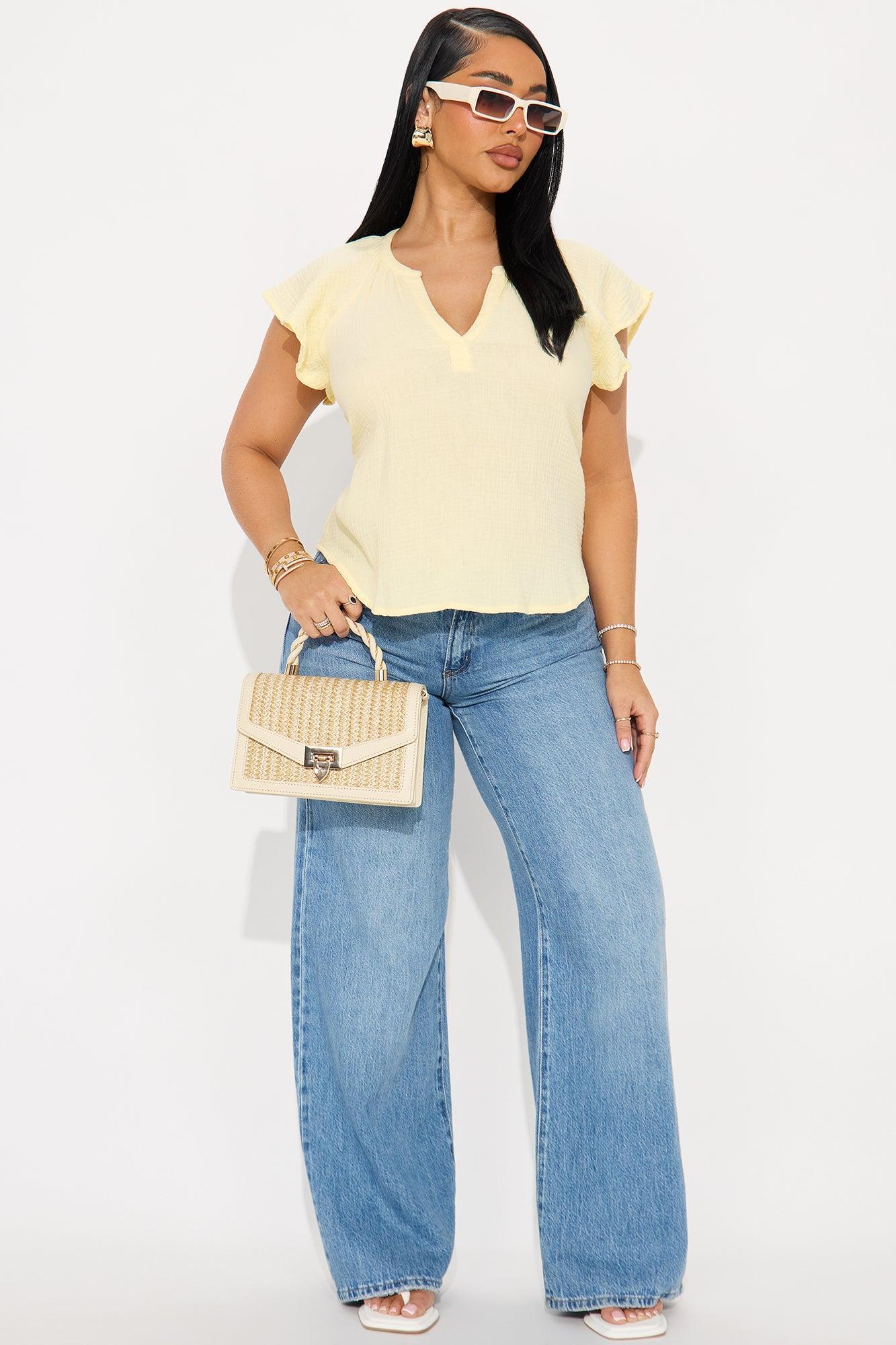 Breezy Outdoors Gauze Top - Yellow Product Image