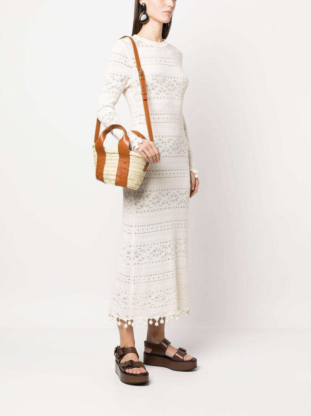 logo-detail raffia tote bag Product Image
