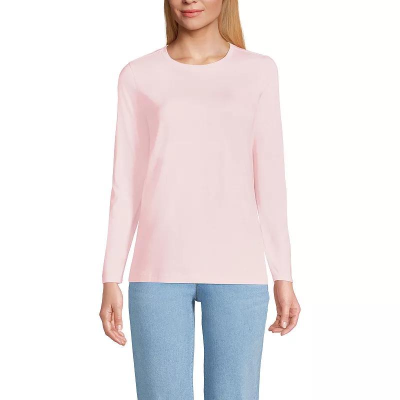 Petite Lands' End Relaxed-Fit Supima Long Sleeve Cotton Crewneck Tee, Women's, Size: XS Petite, Black Product Image