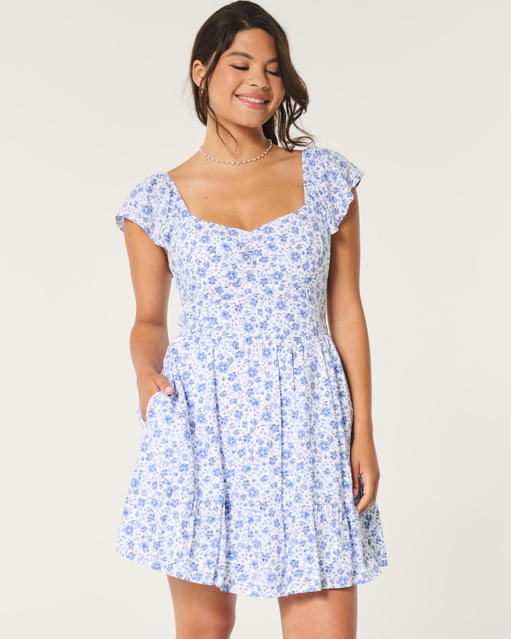 Short-Sleeve Cinch Bust Skort Dress Product Image