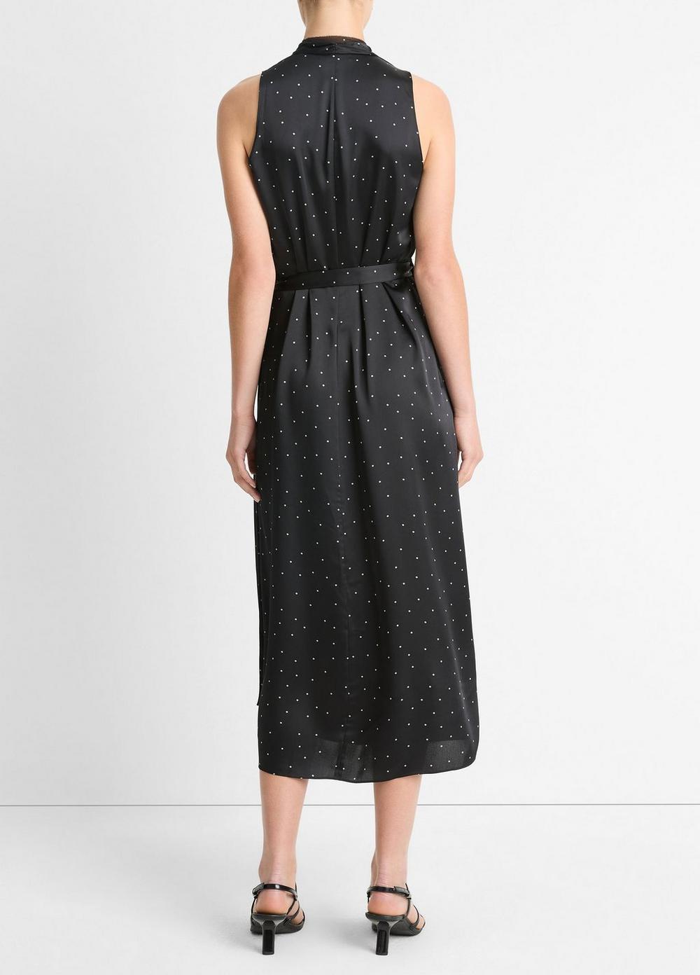 Womens Dot-Print Paneled-chiffon Wrap Dress, Black/grey, Size XS Vince Product Image
