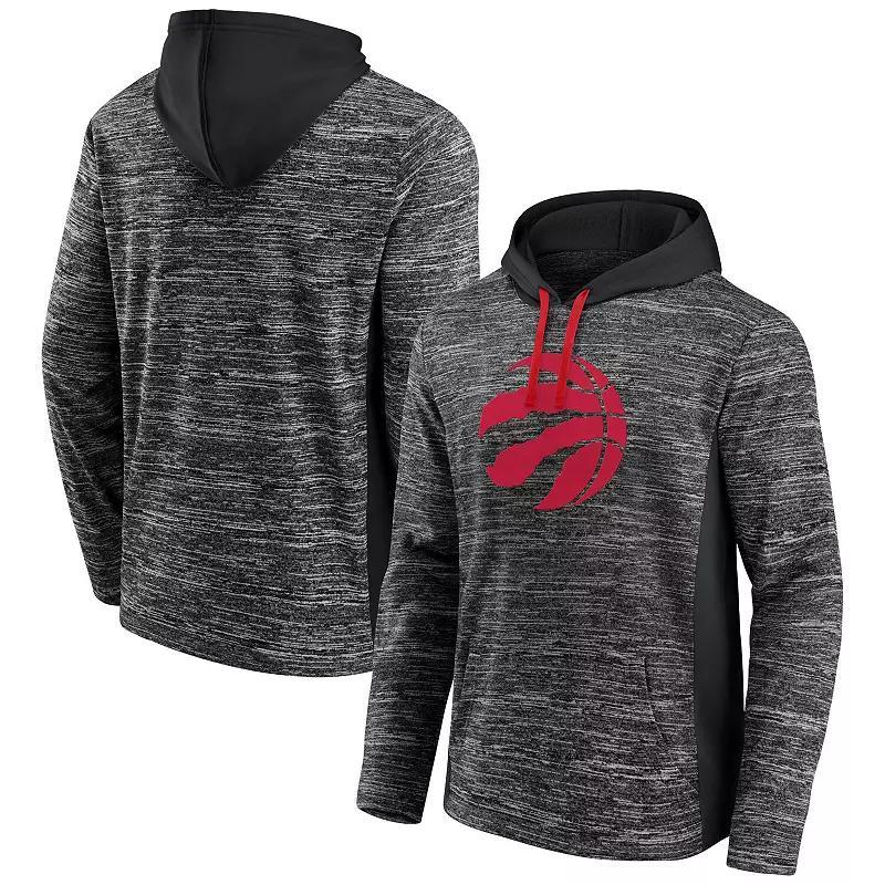 Mens Fanatics Branded Heathered Charcoal/Black Toronto Raptors Instant Replay Colorblocked Pullover Hoodie Product Image