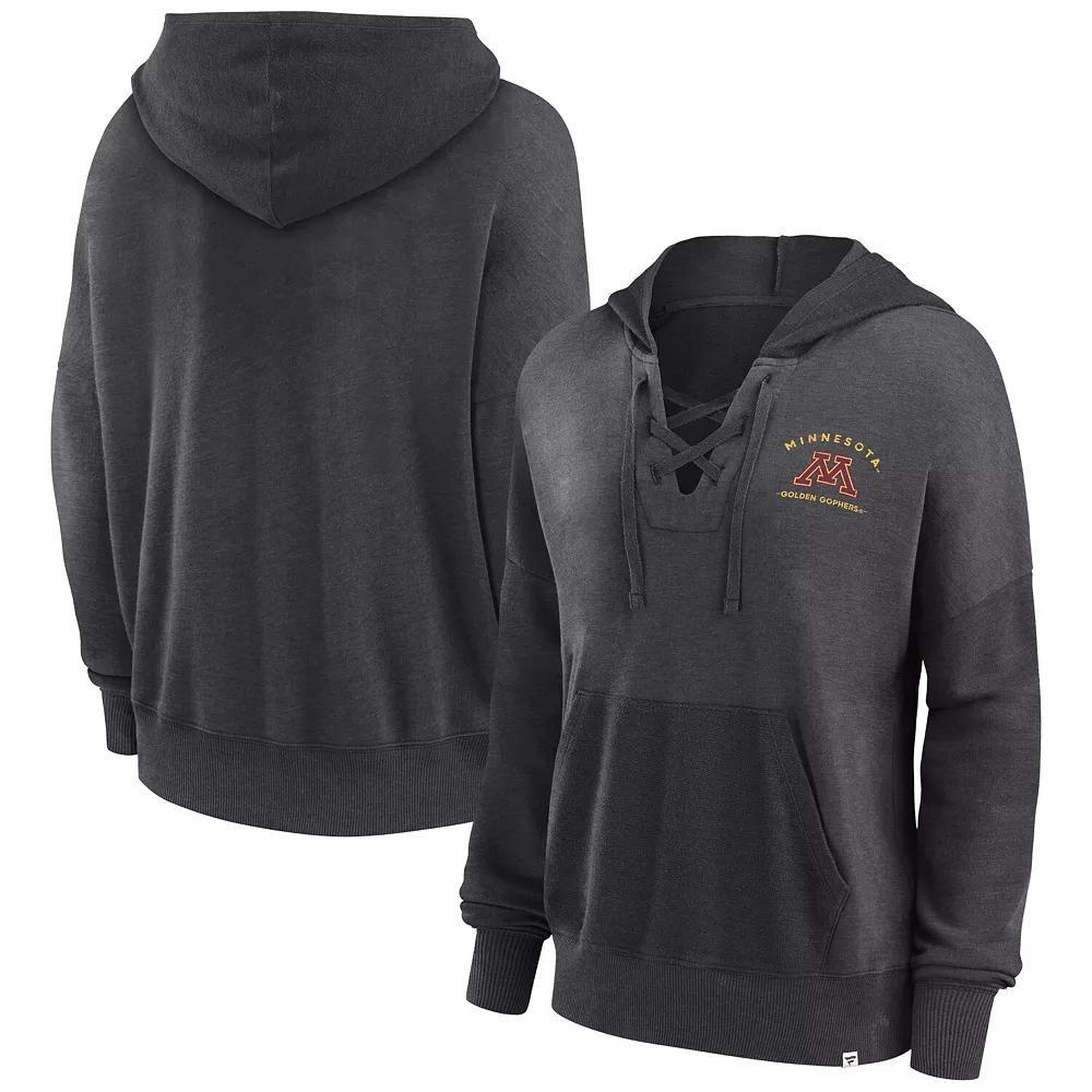 Women's Fanatics Branded Heather Charcoal Oklahoma Sooners Campus Lace-Up Pullover Hoodie, Size: Medium Product Image