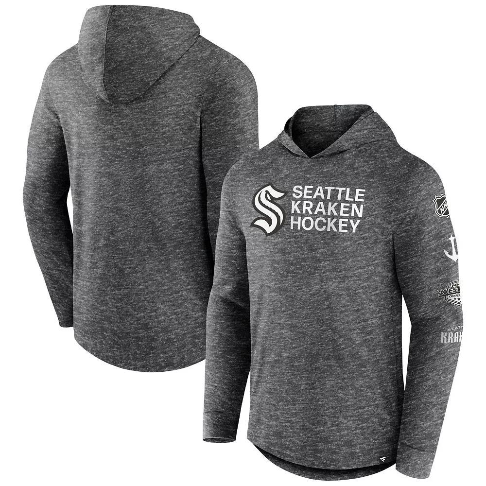 Men's Fanatics Branded  Heather Charcoal Seattle Kraken Stacked Long Sleeve Hoodie T-Shirt, Size: Medium, Krk Charco Product Image