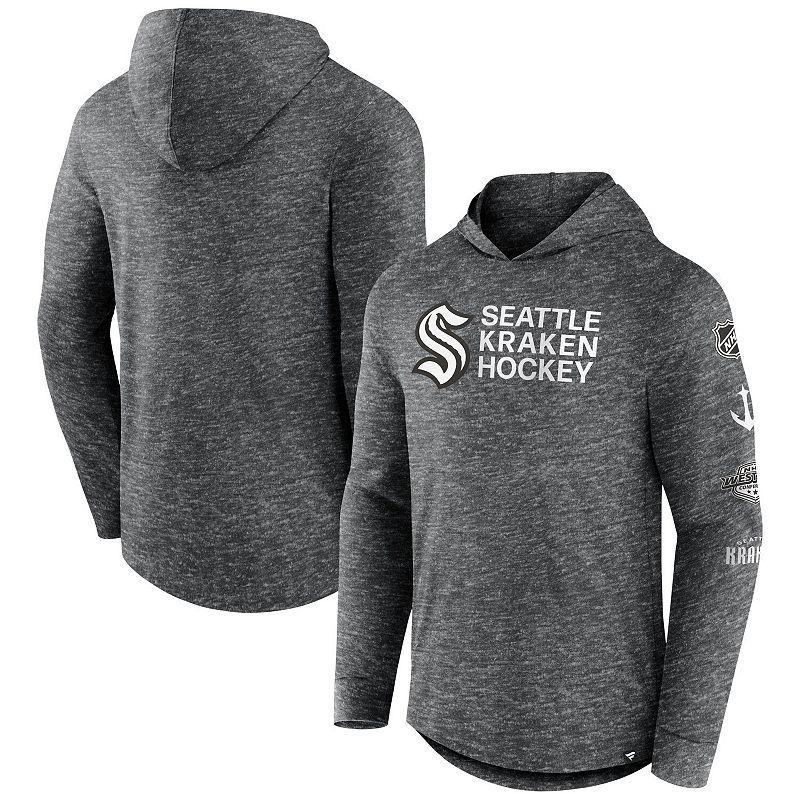 Men's Fanatics Branded  Heather Charcoal Seattle Kraken Stacked Long Sleeve Hoodie T-Shirt, Size: Medium, Krk Charco Product Image
