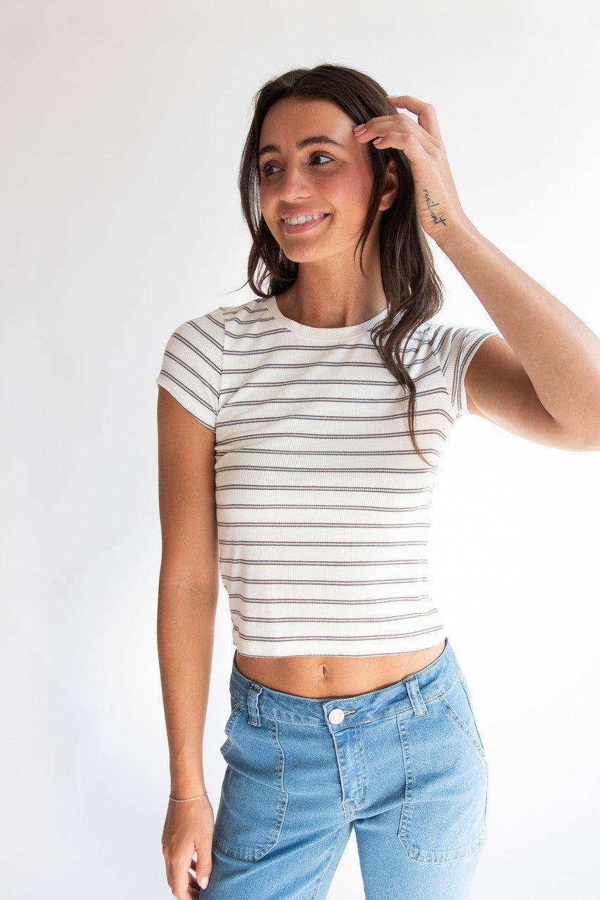 Ribbed Striped Tee Product Image