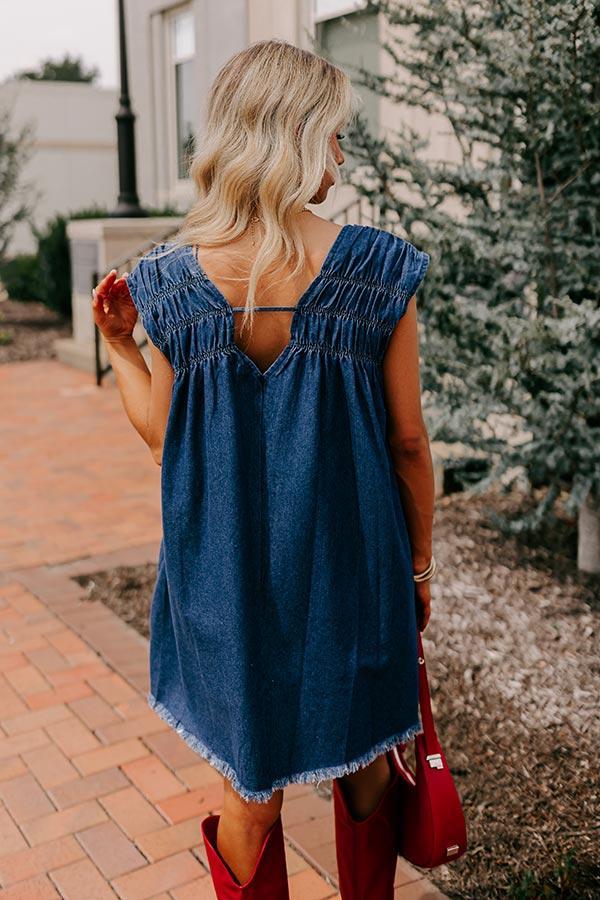 Hayride Honey Denim Mini Dress in Dark Wash Product Image
