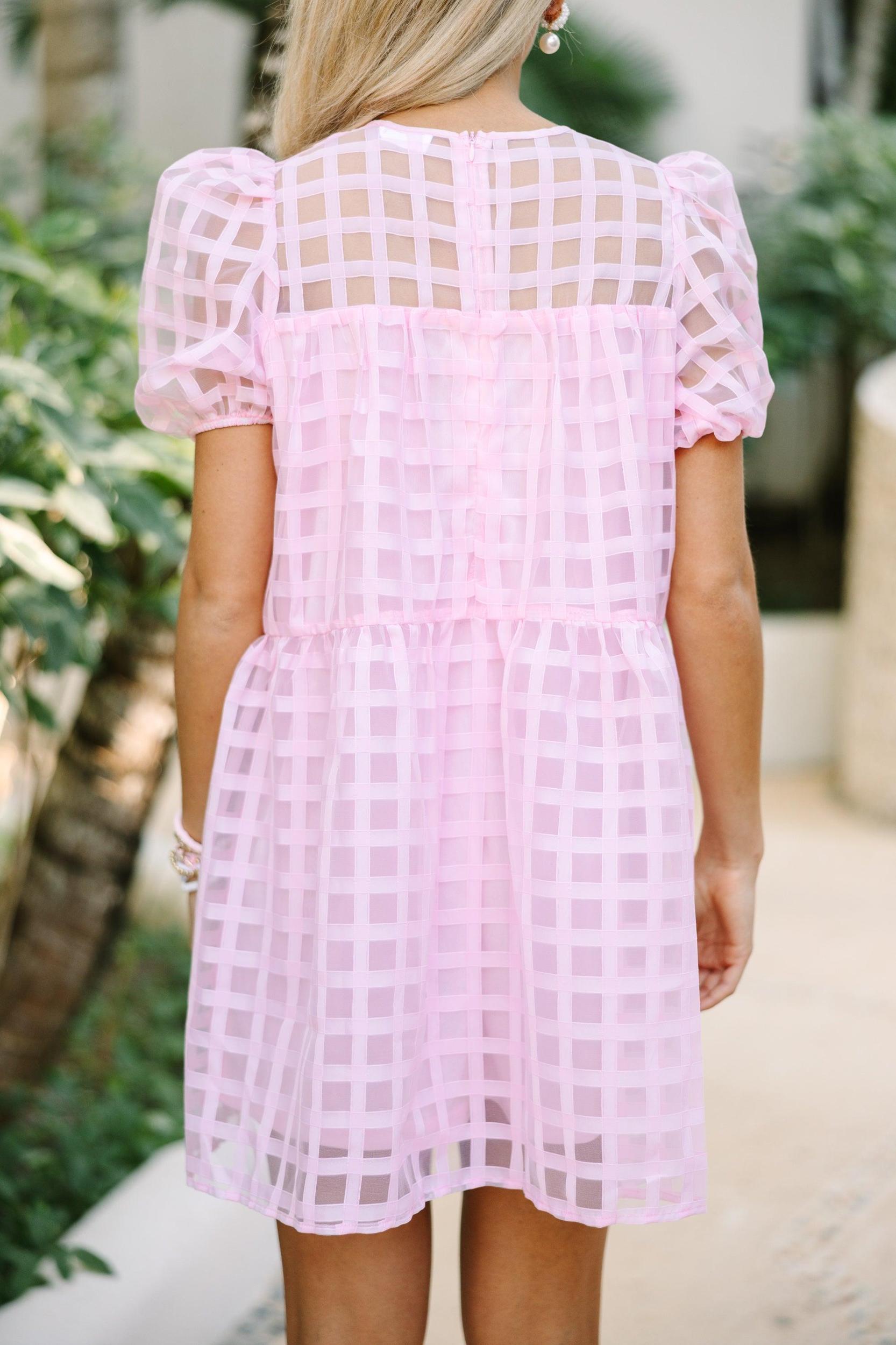 All My Life Blush Pink Textured Babydoll Mini Dress Female Product Image