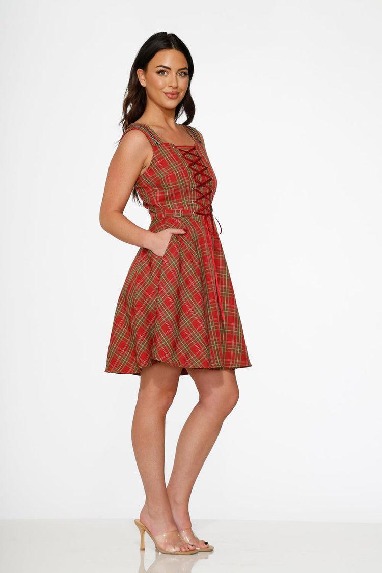Red Plaid Swing Dress Product Image