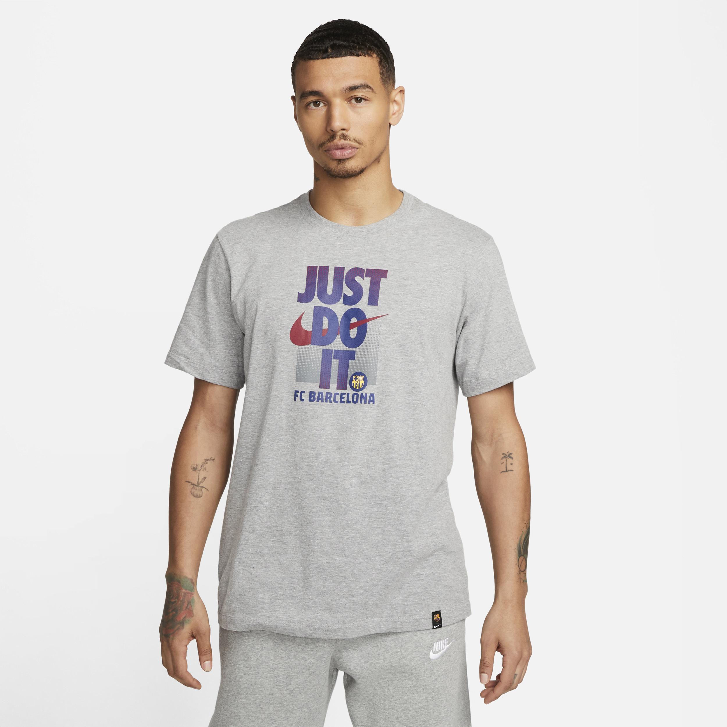 Men's Nike Gray Barcelona Just Do It T-Shirt, Size: Small, Bar Grey Product Image