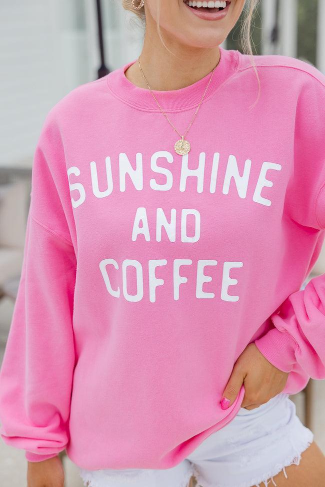 Sunshine and Coffee Pink Graphic Sweatshirt Product Image