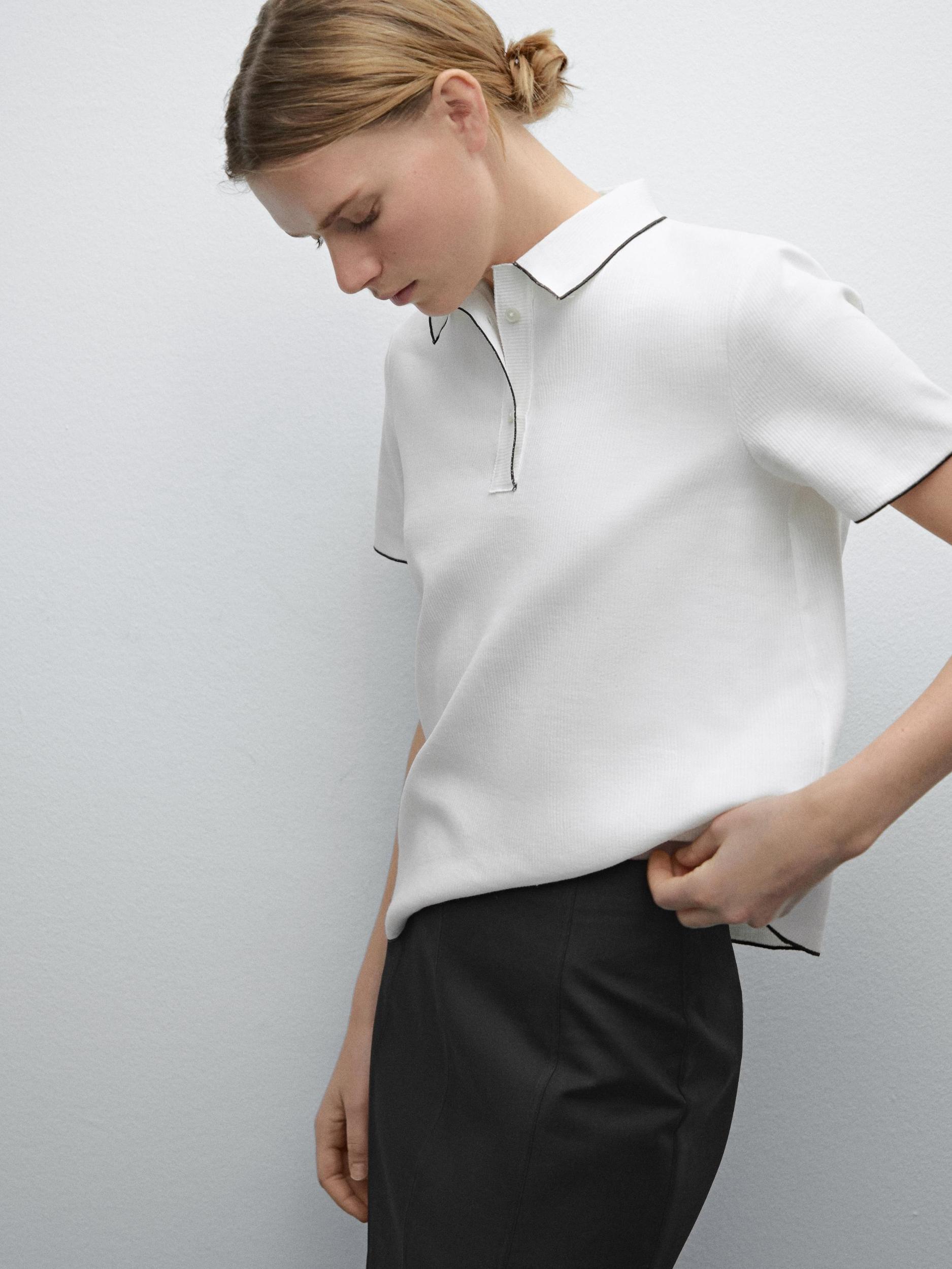 Contrast short sleeve polo sweater Product Image