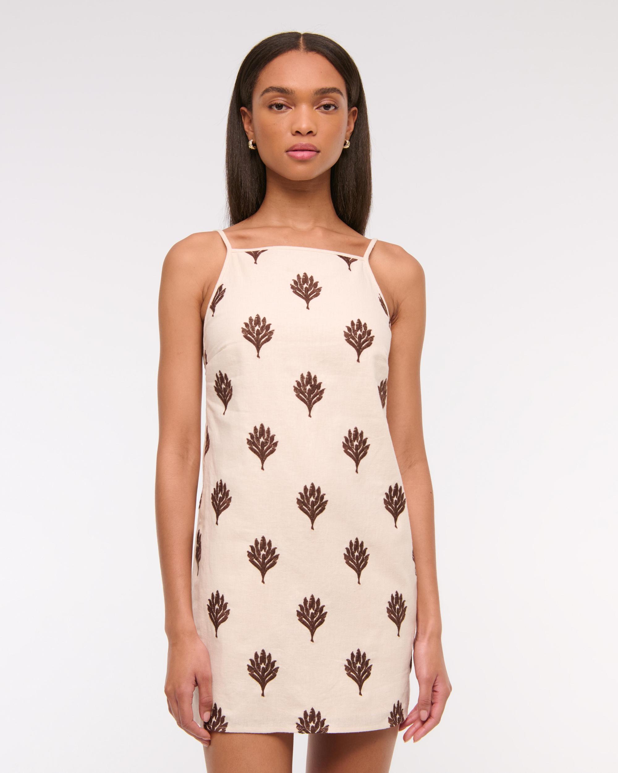 Linen-Blend Apron Mini Dress Product Image